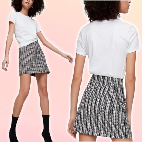 BABATON Aritzia Bryn Tweed Mini Skirt Sz 4 Black Espace - Picture 1 of 8